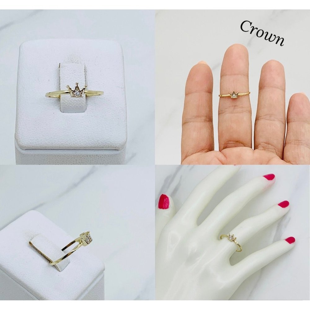 10k Solid Gold Ring Minimalist Stackable Crown, B… - image 6